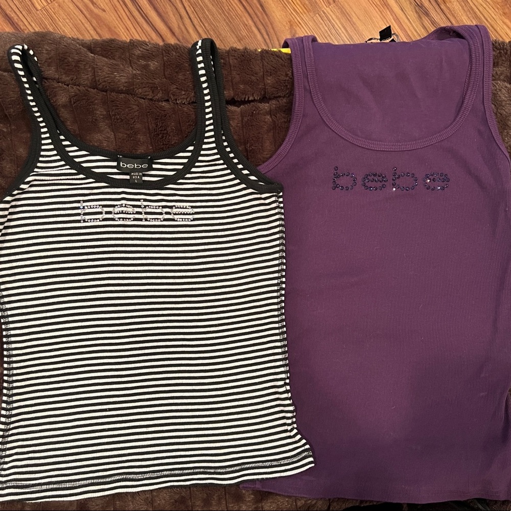 2 Bebe Rhinestone Tops Size Large